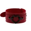 Braccialetti di collegamento Bracciale cuore in pelle Polsino nero Polsino Braccialetti punk gotici Regalo donna di moda