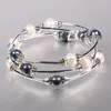 Link Bracelets Natural Pearl Round Zinc Alloy Tori Three Ring Bead Bracelet9-10mm For Jewelry MakingDIY Bracelet Accessories Charm Wedding
