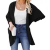 Women's Knits Long Sleeve Two Pockets Waffle Open Stitch Knitted Jacket Autumn Winter Casual Solid Color Mid-Length Cardigan Female