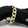 Fashionable men's atmospheric Figaro thick chain flat 18K gold plated necklace bracelet