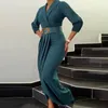 Ethnic Clothing Plus Size Office Dresses For Ladies 2023 Formal Classy Elegant African Women Casual Business Autumn Pleated Long Maxi Dress