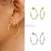Stud Women 925 Sterling Silver Ear Needle Big C Hoop Stud Earrings Exquisite Crystal Colored Zircon Gold Fashion Party Huggie Jewelry J230529