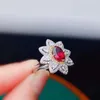 Cluster Rings Vintage 925 Silver Garnet Ring for Daily Wear 4mm 6mm Natural Sterling Crystal Gift Girl