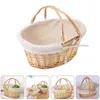 Panier panier pique-nique en osier avec poignée de fleur tissée paniers de rangement panier de Pâques décoratif mariage rotin saule organisateur fille cadeau