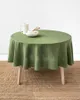 Table Cloth Pure Linen Solid Color Round Cover Natural Fabric Tablecloth For Kitchen Dining Room Party Holiday Tabletop Decor