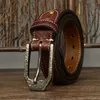 3.8CM high-quality thick vintage genuine leather heavy-duty pin buckle waist men's denim belt G230529