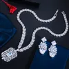 Luxury Topaz Diamond Jewelry Set 14K White Gold Filled Party Wedding Earrings Halsband för kvinnor Bridal Engagement Smycken
