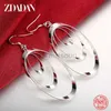 Stud Zdadan 925 Sterling Silver Three Circle Long Tassel Drop Earrings for Women Engagement Wedding Jewelry Gift J230529