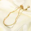 Elegant 18k Real Gold Plated Choker Halsband Dubbelskikt Snake Chain Halsband för kvinnor Bröllop smycken gåva lyxigt tillbehör grossist
