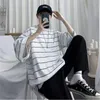 Mens Tshirts Serin yaz büyük boy tshirt erkekler komik harajuku tshirt sokak kıyafetleri femme çizgili Japonya hip hop gevşek yarım kollu tişörtler erkek 230529