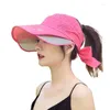 Boinas de verão Sun Hat Hat feminino Reltro solar retrátil Top vazio Big Brim Brimhade Capinho de beisebol de pesca ao ar livre