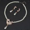 Collana Orecchini Set Donna Lucido Lucido Catena di Estensione Decorazione Splendidi strass finti gioielli di perle