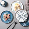 Assiettes 1 pièces/8 pouces créatif japonais Steak peint à la main en céramique assiette de pâtes plat ustensiles de cuisine maison pour décor cadeau