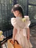 Girl Dresses Kids For Girls 2023 Summer Floral Dress Korean Version Princess Fashion Mesh Knee-Length Cotton O-neck
