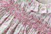 Zestawy odzieży 2023 Baby dziewczyna Smocked Floral Print Dress Summer dziewczyny