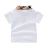 Śliczne chłopięce dziewczęce koszulki letnie dziecięce T-shirt z krótkim rękawem skręcić w dół kołnierz dziecięca koszula w kratę dziecięce topy Tees
