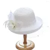Berets Sun Hat Wedding Hats Big Brim Flower Stitching Adjustable Trendy Dress Up Soft Rolling Edge Net Yarn Women For