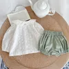 Ensembles de vêtements infantile bébé filles vêtements costume à manches longues coton couleur unie chemise et short printemps automne ensemble