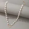 Pendentif Colliers HuaTang Élégant Creux Amour Coeur Ras Du Cou Collier Pour Les Femmes À La Mode Perle Pierre Réglable Fête Bijoux Cadeaux