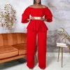Ethnic Clothing 2 Piece Set Dashiki African Clothes Women Summer Autumn Fashion Top And Pants Suit Party Lady Matching Sets Belt