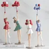 Decorative Objects Figurines Modern Cute Balloon Girls Resin Ornaments Home Decor Crafts Statue Office Desk Bookcase Sculpture Craftsd 230530