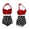 Women's Swimwear 425E Women Two Piece Bikini Set Underwire Halter Crop Top High Waisted Tumm