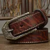 3.8CM high-quality thick vintage genuine leather heavy-duty pin buckle waist men's denim belt G230529