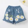 Clothing Sets Fashion Summer Newborn Baby Girl Clothes Set Sleeveless Knitting Romper Vest Tops and Denim Floral Short Pants Infant 2Pcs Outfits