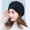 Berets HT2908 Thick Warm Women Winter Hat Fleece Lined Fur Skullies Beanies For Solid Knitted Beret