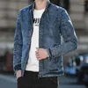 Giacche da uomo Giacca di jeans in cotone Casual Tinta unita Colletto alla coreana Cerniera Jeans Cappotto Primavera Autunno Slim Fit Qualità per uomo Varsity