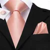 Bow Ties Solid Rose Pink Silk Wedding Tie för män Handky manschettknappar Gift Slips Fashion Business Party Dropshiping Hi-Tie Designer