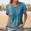 Women's Blouses Chic Women Top Ethnic Breathable Quick Dry Summer T-shirt Pullover Lady Female Clothes