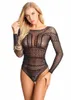 Women's Shapers Black Sexy Lingerie Jumpsuit Hollow Out Diamond Fishnet Tights