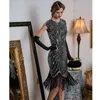 Casual jurken dames retro 1920s kralen lovertjes blad art deco gatsby flapper jurk feestavond pailletten franjes jurk