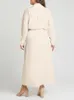 Casual Dresses Spring Autumn Overized Elegant Women Solid Maxi Dress Fashion High midja lång ärm Turn-down krage ol Shirt Ball Gown