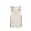 Sıradan Elbiseler Kadın Yaz Zarif Tüp Elbise Straplez 3d Çiçek Zip Sırt Beyaz Mini A-line Party