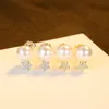 New Fashion Women 3A Zircon Star Pearl Stud Earrings Luxury Brand S925 Silver High End Earrings Charm Female Plated 18k Gold Earrings Jewelry Valentines Day Gift Spc