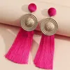 Stud Boho Vintage Fashion Trends Trendy Woman Earrings Set For Women Free Frakt Lång Tassel Alloy Pink Wool Piercing Hoop örhängen J230529 J230529