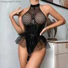 Conjunto sexy JSY Sexy Bodysuit Lingerie Black Leather Women Roufera Laca Poncho Salia Teddy Sleepwear Catsuit erótico Porno porno venha T230530