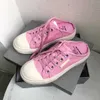 Paris Canvas Shoes Women's 2023 Summer New High Top Casual Breathable Flat Bottom Worn-out Lazy Man Step on Half Slippers