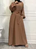 Abbigliamento etnico Selle Stile semplice Abiti marocchini Caftano Turchia Tinta unita Gulf Abaya Abito lungo da donna islamica Musulmano Abito saudita Ramadan 230529