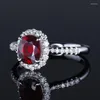 Cluster Rings Classic Natural Ruby Red Stone For Women 925 Sterling Silver Fashion Anniversary Jewelry Girls Christmas Day Gift