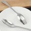 Nouveau Spork en acier inoxydable pour manger des nouilles Fourchette à salade multifonctionnelle Dessert Cuillère à fruits Vaisselle de cuisine