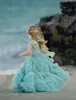 2023 Mint Green Flower Girl Dress Special Evond для свадеб с рюшами детские театрализованные платья цветы пол длина длина кружев