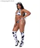 Sexy Set Plus Size Cos Cow Sexy Cosplay Come Maid Tankini Swimsuit Anime Bikini Set Bra and Panty Lingerie Set Stockings Sex Outfits T230530