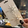 Outra moda Snakeflower Hair Clip Women Mulheres Simulação Pearl Rhinestone Slide Color Gold Hairgrip Para jóias de Gilr