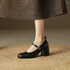 Elbise Ayakkabı 2023 Bahar Kadınlar Pompalar Ayık Deri Koğa Toka Yüksek Topuklu Koyun Süet Mary Janes