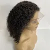 Systèmes de cheveux humains vierges européens couleur naturelle 6mm vague de corps profonde 130% densité pleine perruque de dentelle pour femme noire