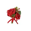 Decorative Flowers Brooch Flower Corsage Wedding Decor Groom Boutonniere Bridal Man Silk Rose Suit For Decoration