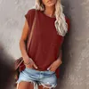 Damskie koszule T-solidna koszulka kieszonkowa 2023 Summer Casual O-Neck Loose Lose Shirt Short Rękaw Miękkie topy plus size